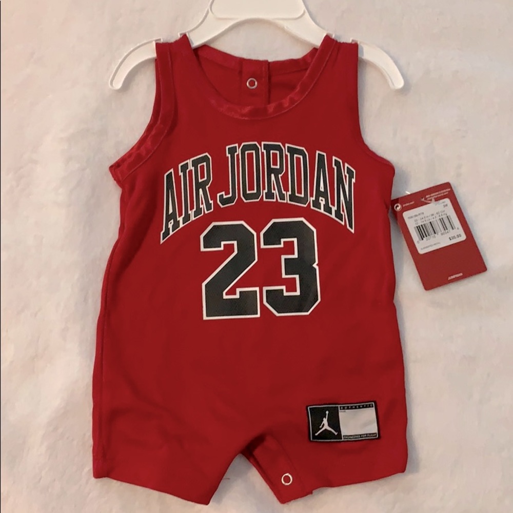 ‼️ 1 Left [ Air Jordan ] Red & Black Onesie 23 NWT - Picture 2 of 8
